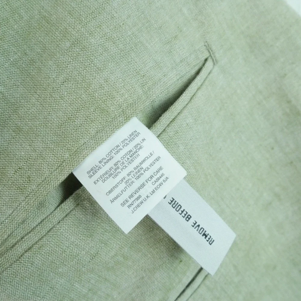 JCrew Ludlow Blazer Mens 38R Sage Green Somelos Cotton Linen Jacket Unstructured